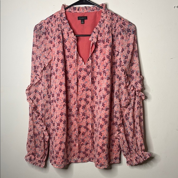 Talbots Pink and Purple Floral Blouse - Picture 1 of 14
